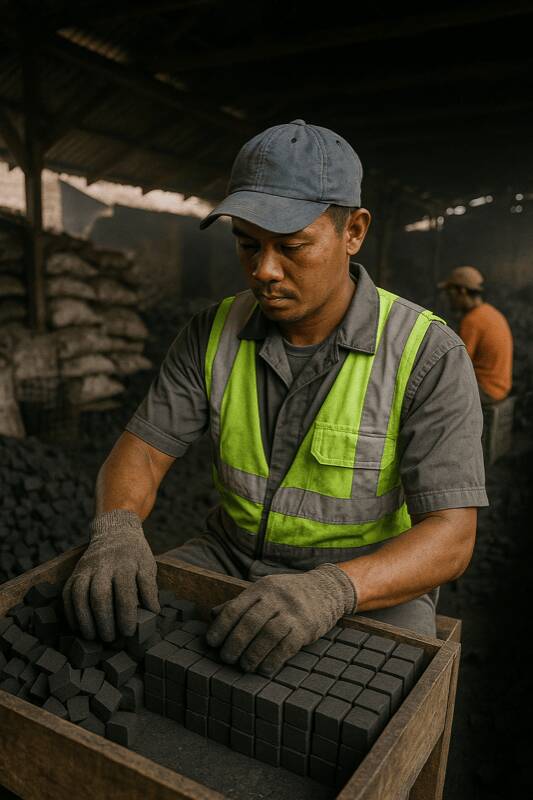 IndonesiaCharcoal team working with premium charcoal products